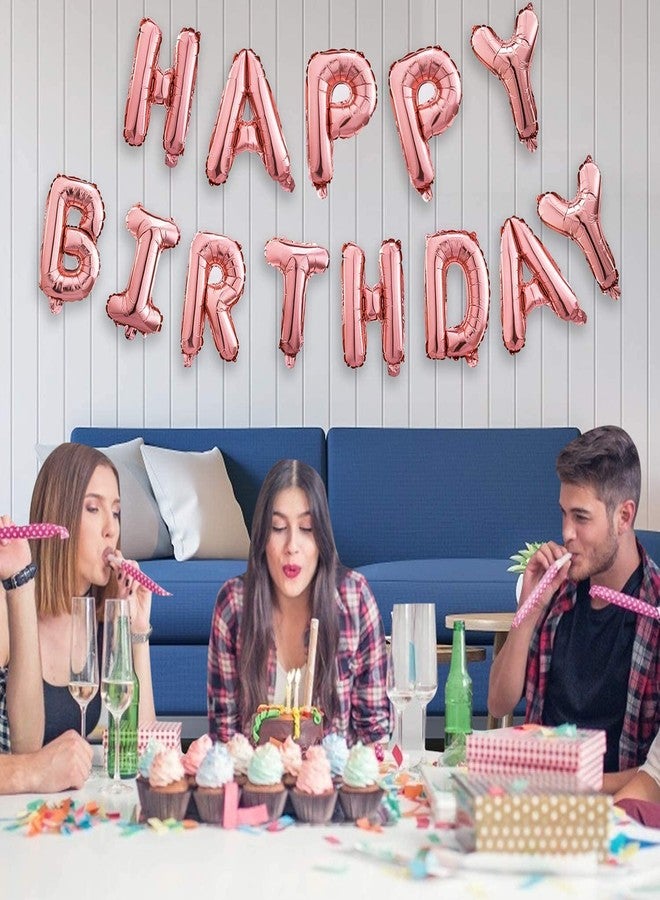 H B MSALA (DEVICE) HBM Happy Birthday Banner Foil Letters | Inflatable Party Decor and Event Decorations for Kids and Adults | Reusable, Ecofriendly Fun (Rose Gold) - Image 2